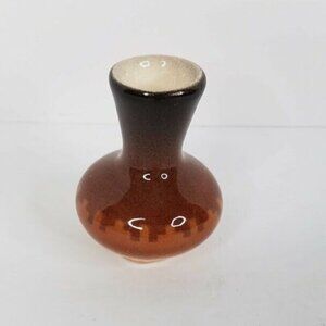Navajo Miniature Pottery 3" Vase Vintage 87 Signed Yellowhair USA Brown Ombre